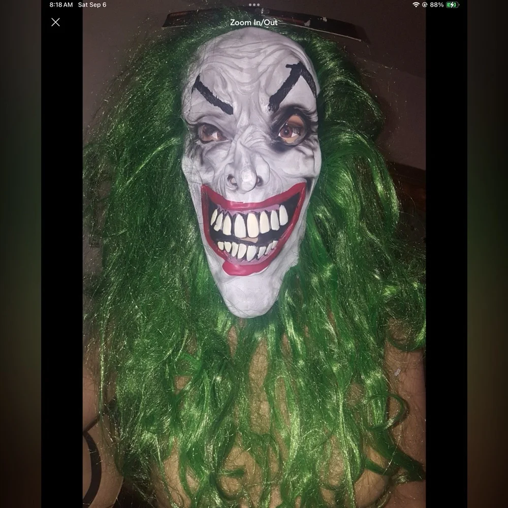 Clown Mask with Hair Costume Party Cosplay Jokester Clown NWOT Costume Mask